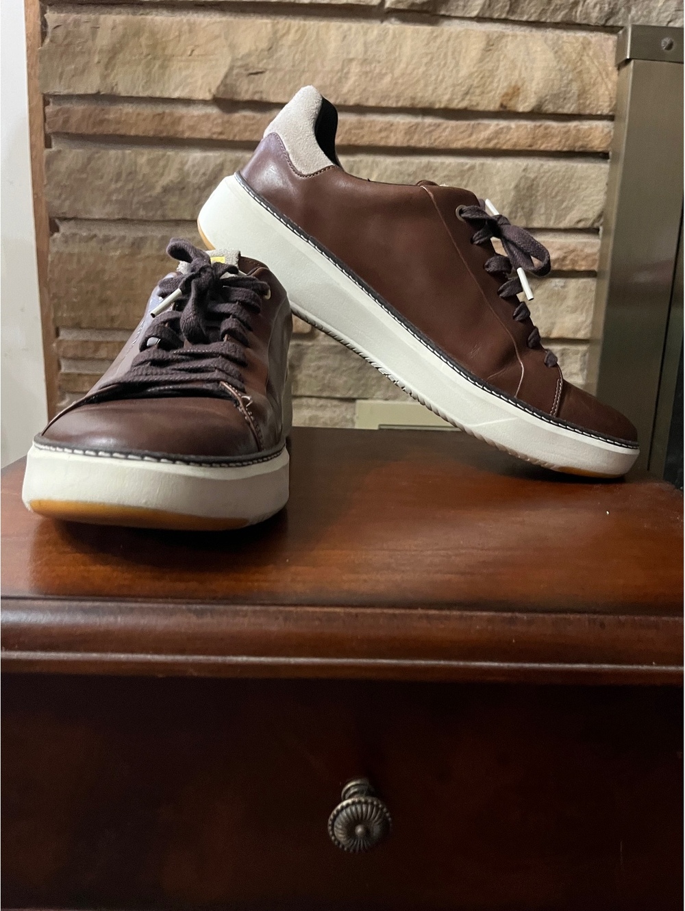 Cole Haan Men's Brown Leather Sneakers Size 11.5M with White Sole